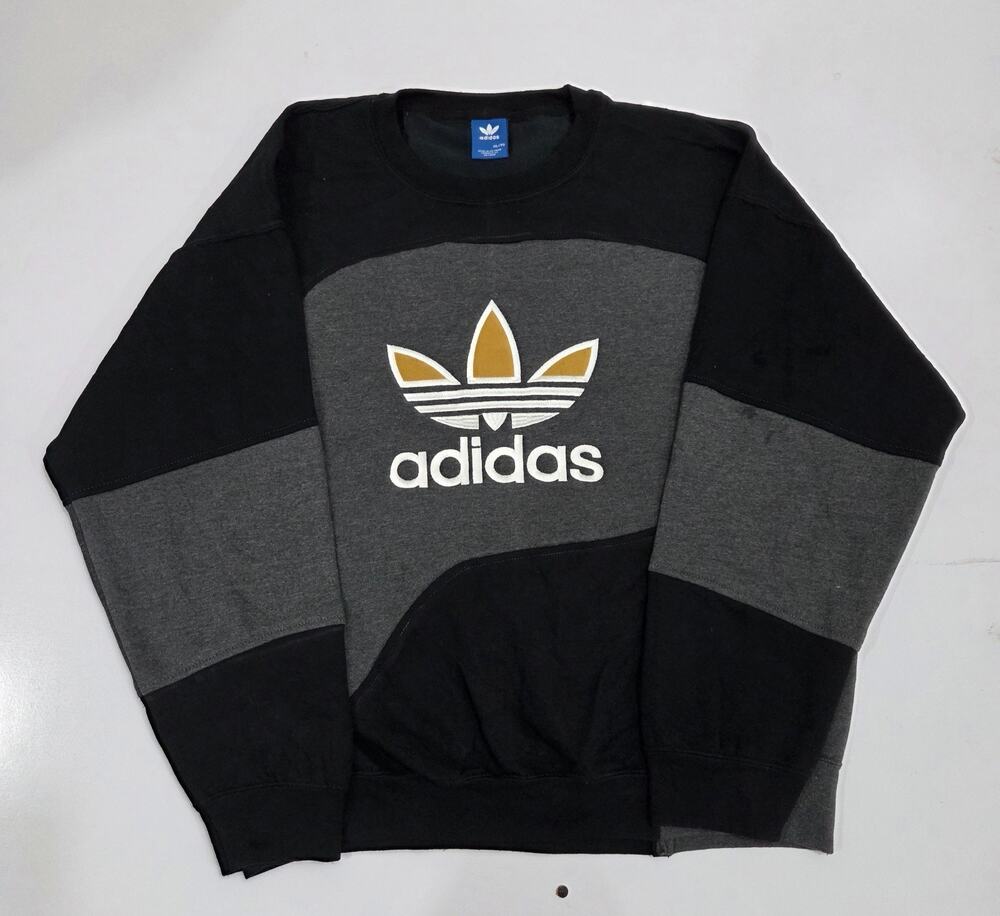 Vintage Adidas Reworked Sweatshirt – Unique Upcycled Panelled Jumper – Size XL
